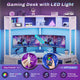 SEDETA Triangle Corner Computer Gaming Desk with Hutch & LED Lights
