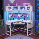 SEDETA Triangle Corner Computer Gaming Desk with Hutch & LED Lights