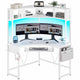 SEDETA Triangle Corner Computer Gaming Desk with Hutch & LED Lights