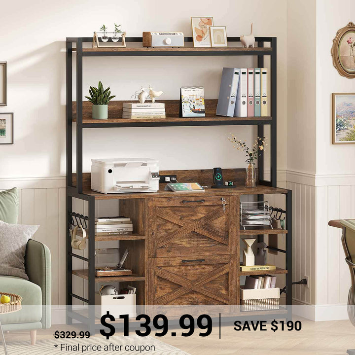 SEDETA | Vertical File Cabinet with Lock and Open Shelf for Home Office